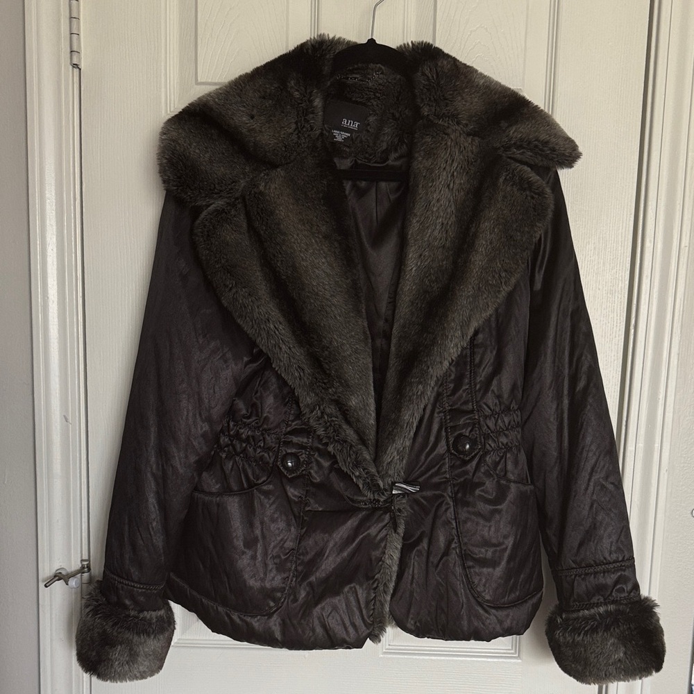 Faux Fur Trim Coat a.n.a